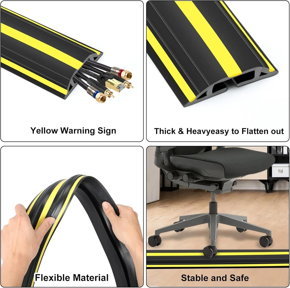 Protector de cubierta de cable de piso de 10 pies, conducto de PVC resistente. Foto 2 de 4