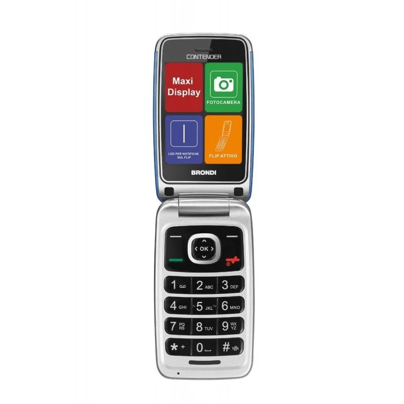 Brondi Contender 7,62 cm (3") Blu, Metallico Telefono per anziani - Immagine 3 di 3