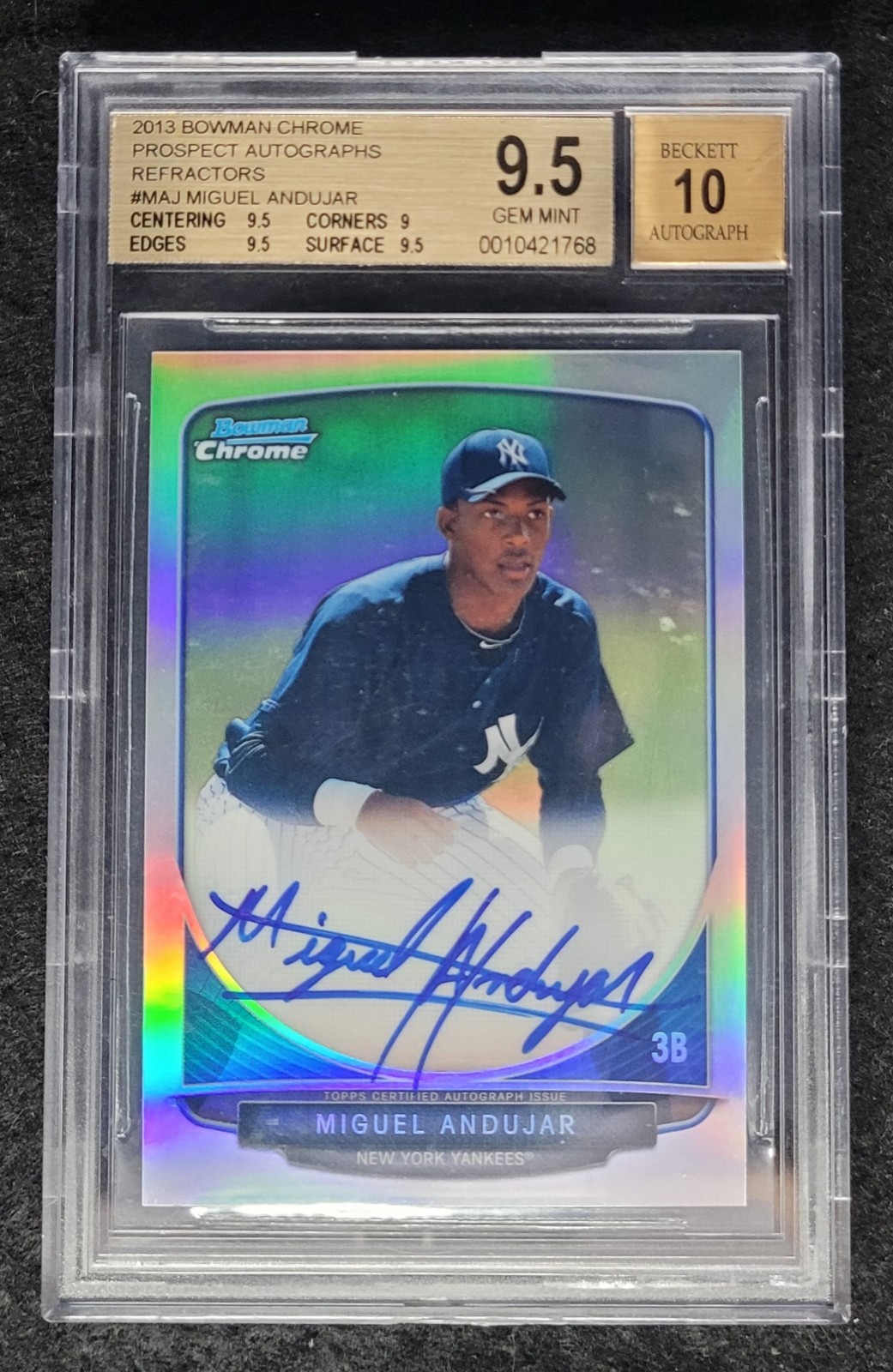 2013 Miguel Andujar Bowman Chrome Prospects Refractor Auto #454/500 BGS 9.5