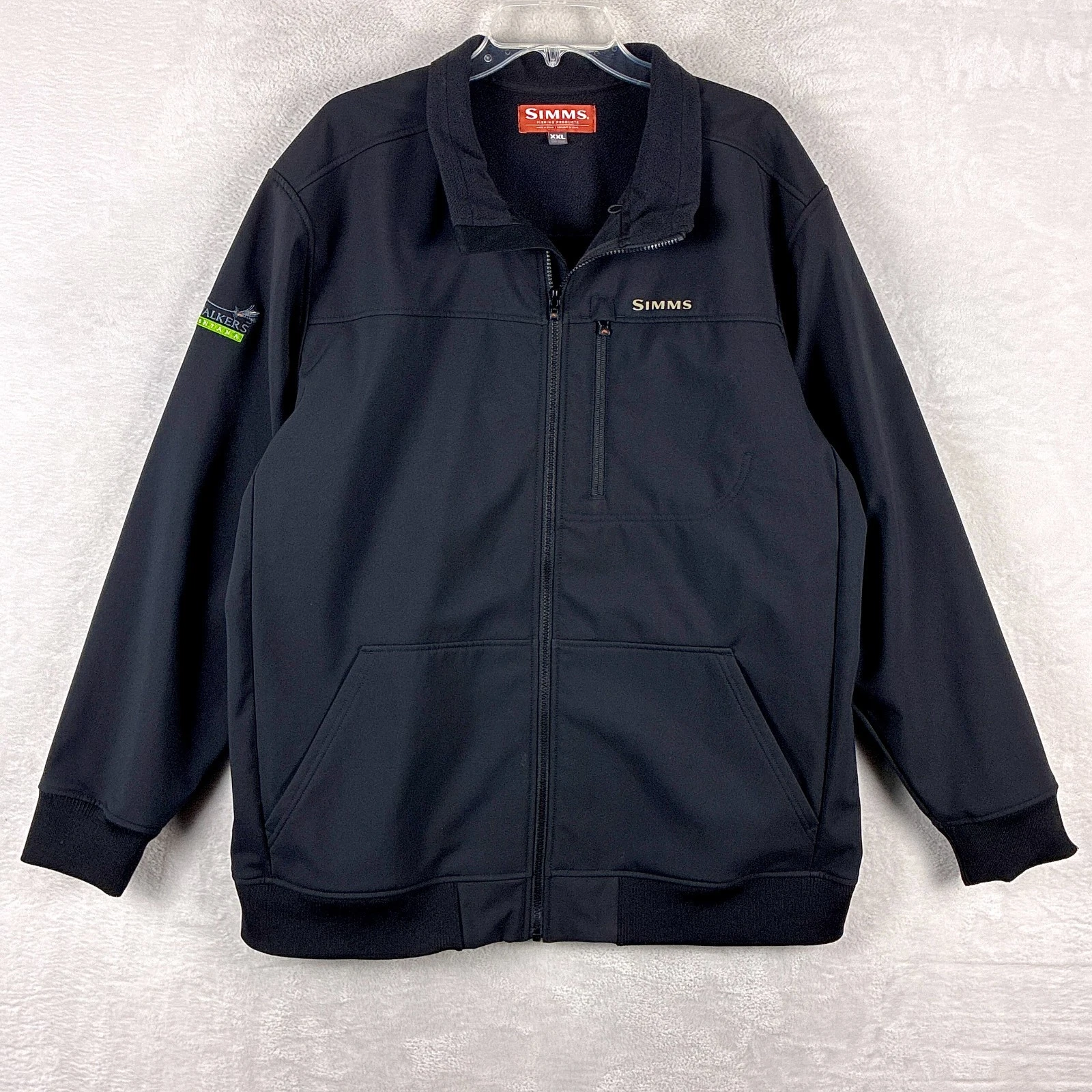 Simms Jacket Mens XXL Black Rogue Fleece Softshell Fishing Outdoors Preppy