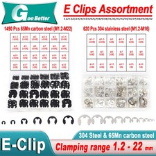 1490 sztuk E-Clip Circlip Zewnętrzny pierścień mocujący Zestaw asortymentowy - 1,2 mm do 22 mm