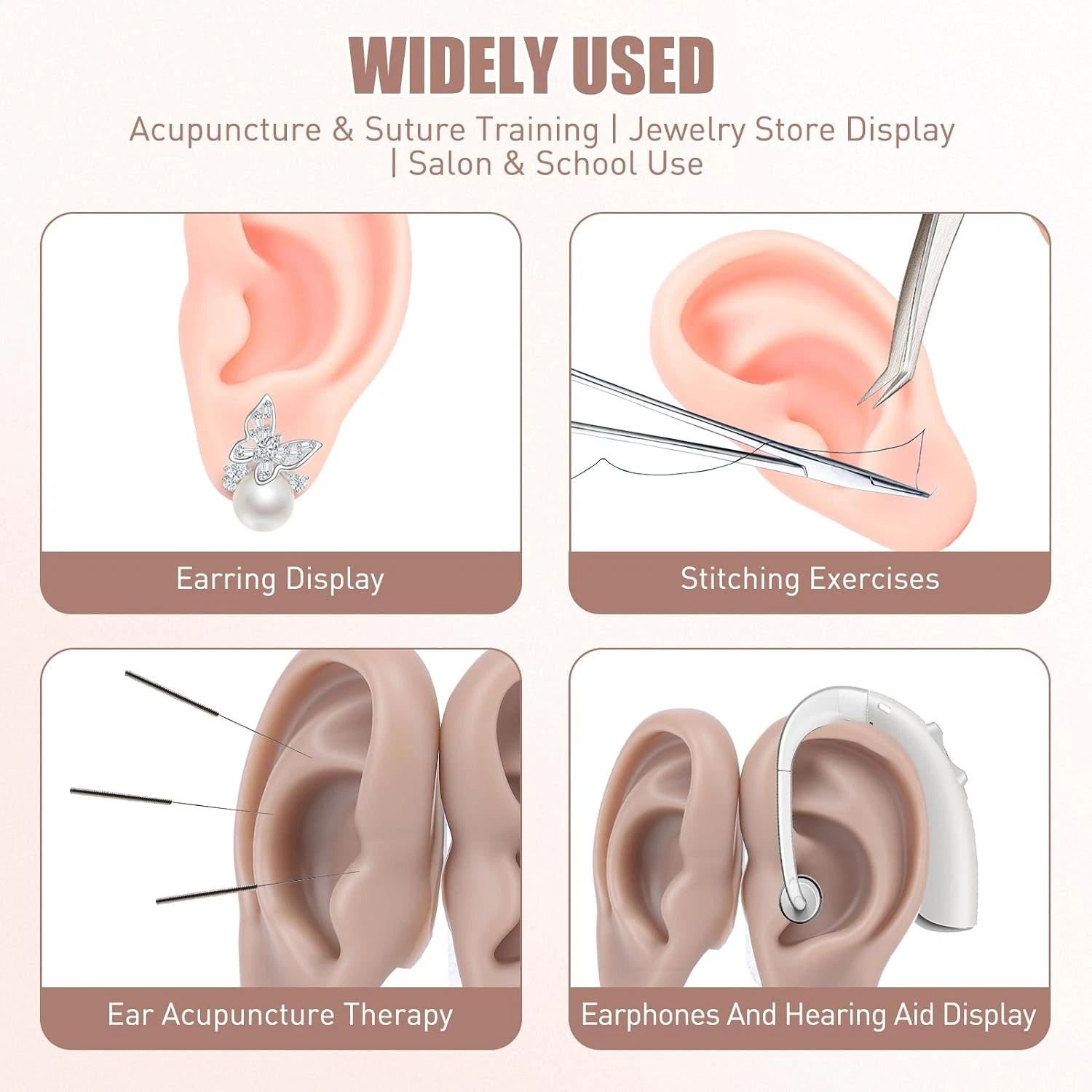 6 Pairs Silicone Ear Model for Piercing Practice - Soft Flexible Reusable Fake E image 5