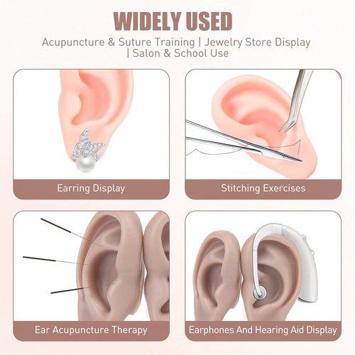 6 Pairs Silicone Ear Model for Piercing Practice - Soft Flexible Reusable Fake E image 5