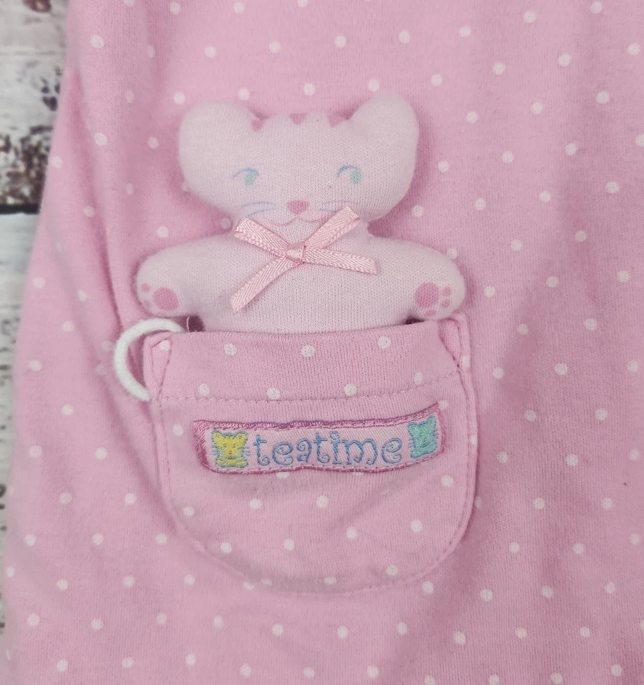 Le Top 6M Y2K Rosa Lunares Con Capucha Cochecito Traje Hora del Té Mameluco Gatito Bolsillo Pal Foto 4 de 4