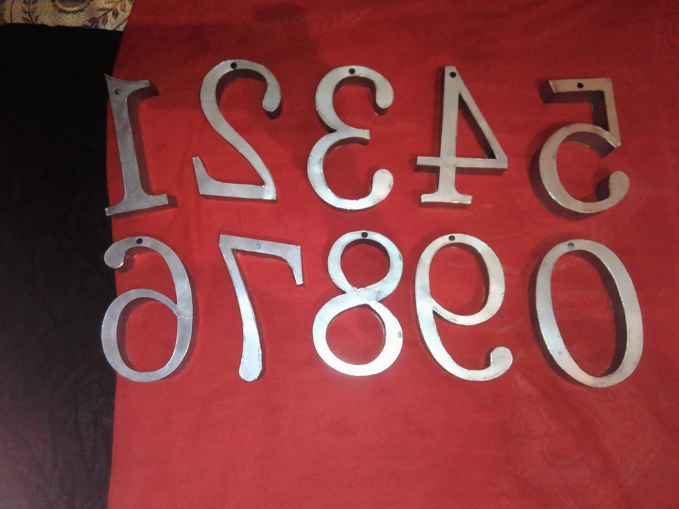 Silver metal 3d numbers 0-9 for house door wall adress sign outdoor plaque - Image 2 of 4