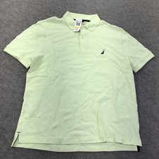 Nautica Polo Shirt Mens Medium Green Solid Sail Logo Casual Short Sleeve