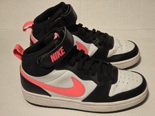 Nike Court Borough Mid 2 Mid Top Kids Sneakers Black White Pink 5Y CD7782-005