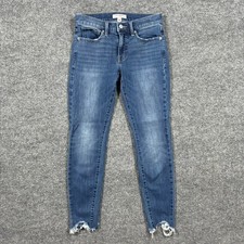 Lucky Brand Ava Mid Rise Skinny Jeans Womens Size 4/27A Blue Denim Raw Hem