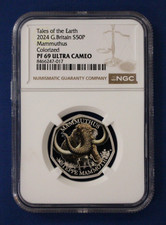 2024 Silver Proof 50p coin "Steppe Mammoth" NGC Graded PF69 Ultra Cameo