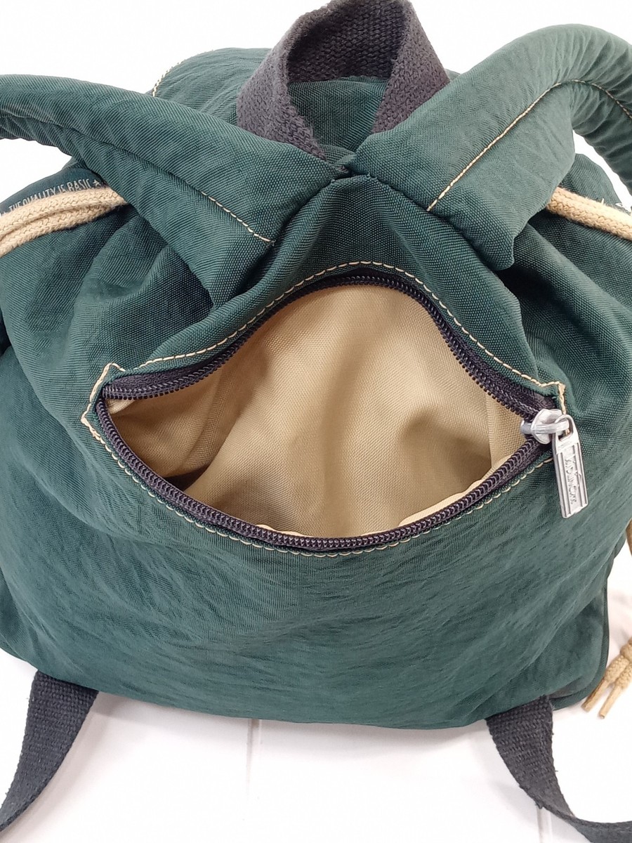 Vintage 90's Kipling Sport Green Nylon Backpack Drawstring Flap