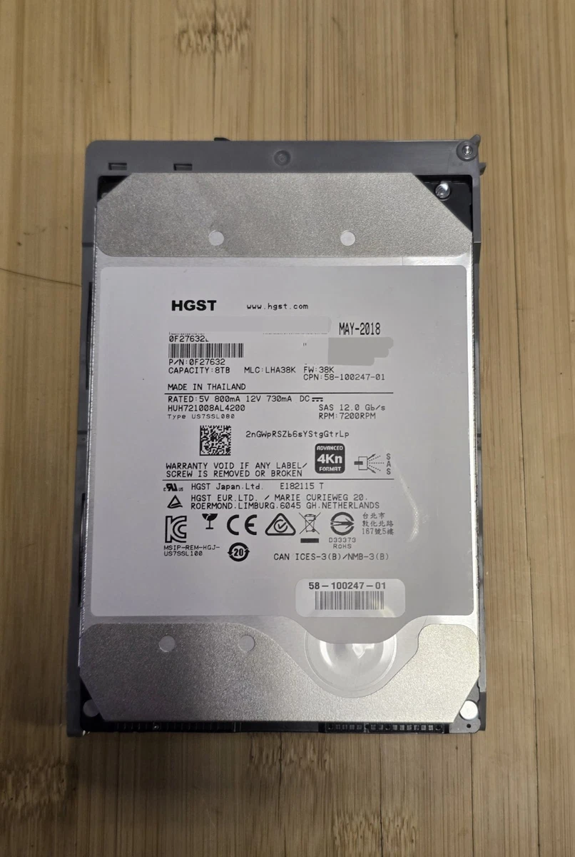 HGST Internal SAS 7200 RPM Rotation Speed 8 TB Storage Capacity