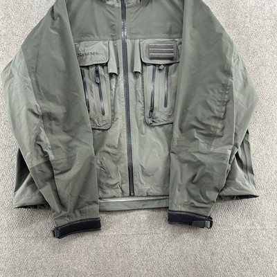 Simms G3 Jacket Mens 2XL Green Full Zip Gortex XCR Fishing Wadding