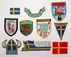 10 x Sweden Swedish Souvenir Tourist Badges Patches. Holidays Skiing Etc