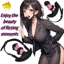 Liquid Silicone Mouth Plug Gag PU Leather Bandage Oral Fixed Cosplay Restraint