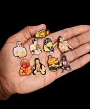 9PC Retro Wrestling Fighter Shoe Charms Set   Champion Belt  Cartoon Wrestlers