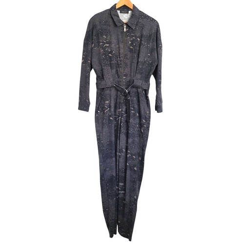 Eva Kayan Tencel Leopard Print Belted Coverall Jumpsuit M