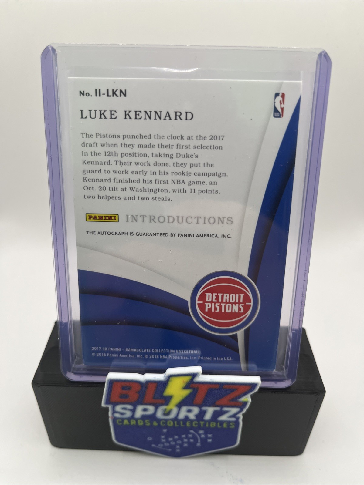 2017-18 Panini Immaculate Collection Luke Kennard /75 AUTO #II-LKN (AU, RC) view 2