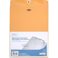 Envelopes 9" x 12" Clasp Closure Brown Kraft 24-lb Paper Mailing 20 Count 76020