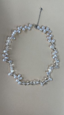  freshwater pearl and natural white crystal necklace17-inch