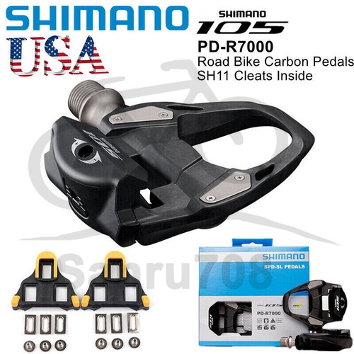 Shimano 105 PD-R7000 Carbon Fiber SPD-SL Clipless Pedal Road Bike SH11 Cleat Set - Picture 1 of 8