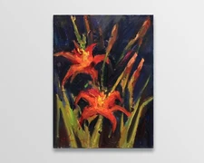 Flowers painting Original art Impressionism Oil on canvas by S. Chernyakovsky