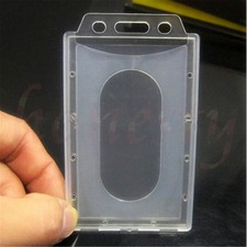 10X Vertical Hard Plastic ID Badge Holder Card Multi Transparent Office Travel