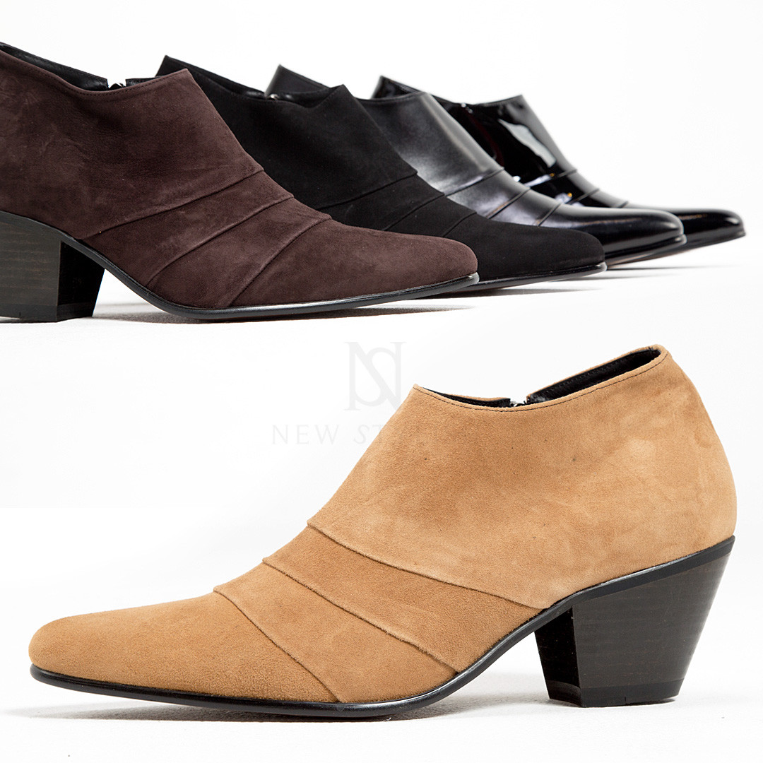 NewStylish Mens Fashion Shoes Triple Lined High Heel Short Ankle Boots