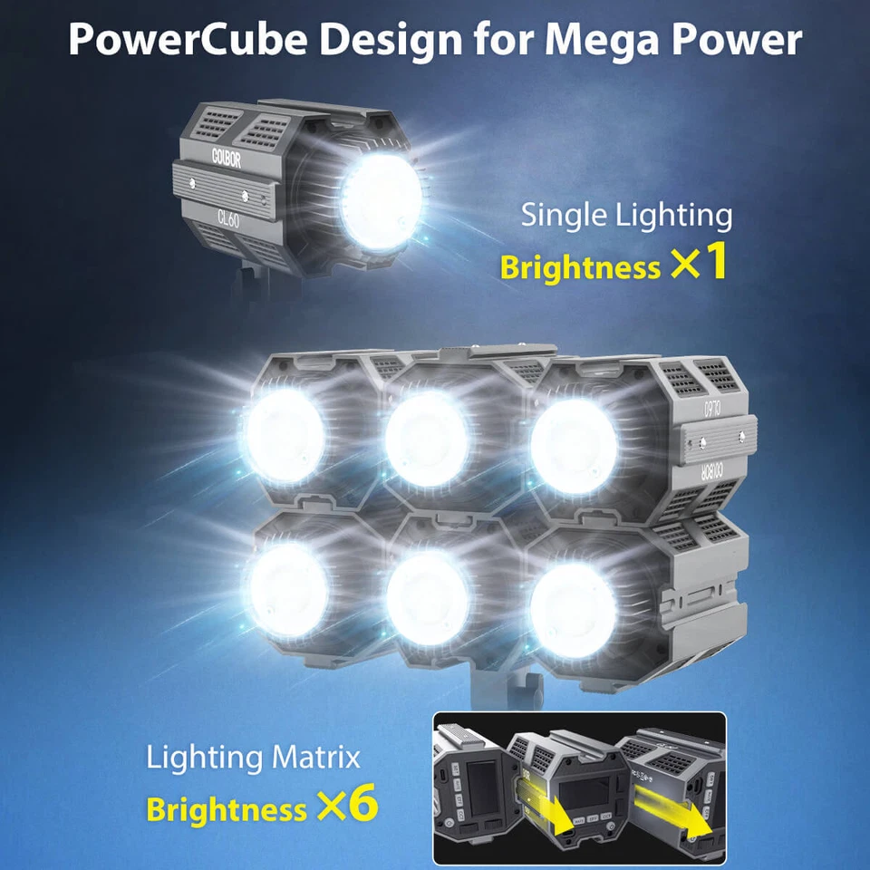 Iluminación LED de luz de video para cámara COLBOR 60W 2700k-6500K para fotografía de estudio Foto 3 de 4