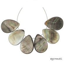 6 Rainbow Mother of Pearl Shell Flat Pear Teardrop Beads 18x25mm 75138