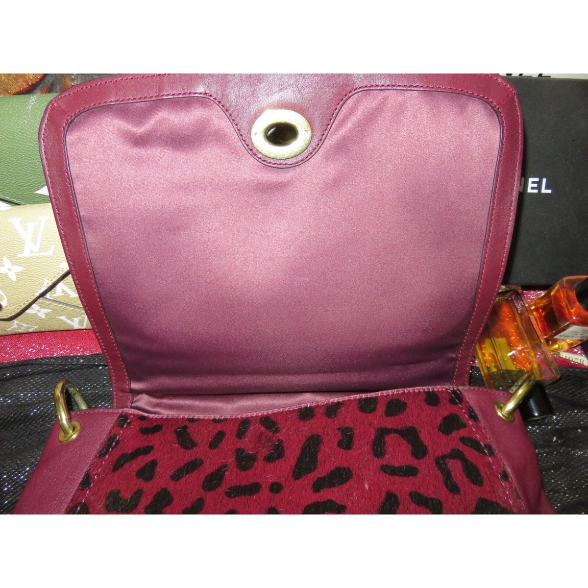 Coach Park Hair Calf turn Lock Flap Satchel in Leopard