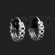 Surgical Steel Silver Small Round Huggie Hoop Earrings Mens Womens Punk Jewelry