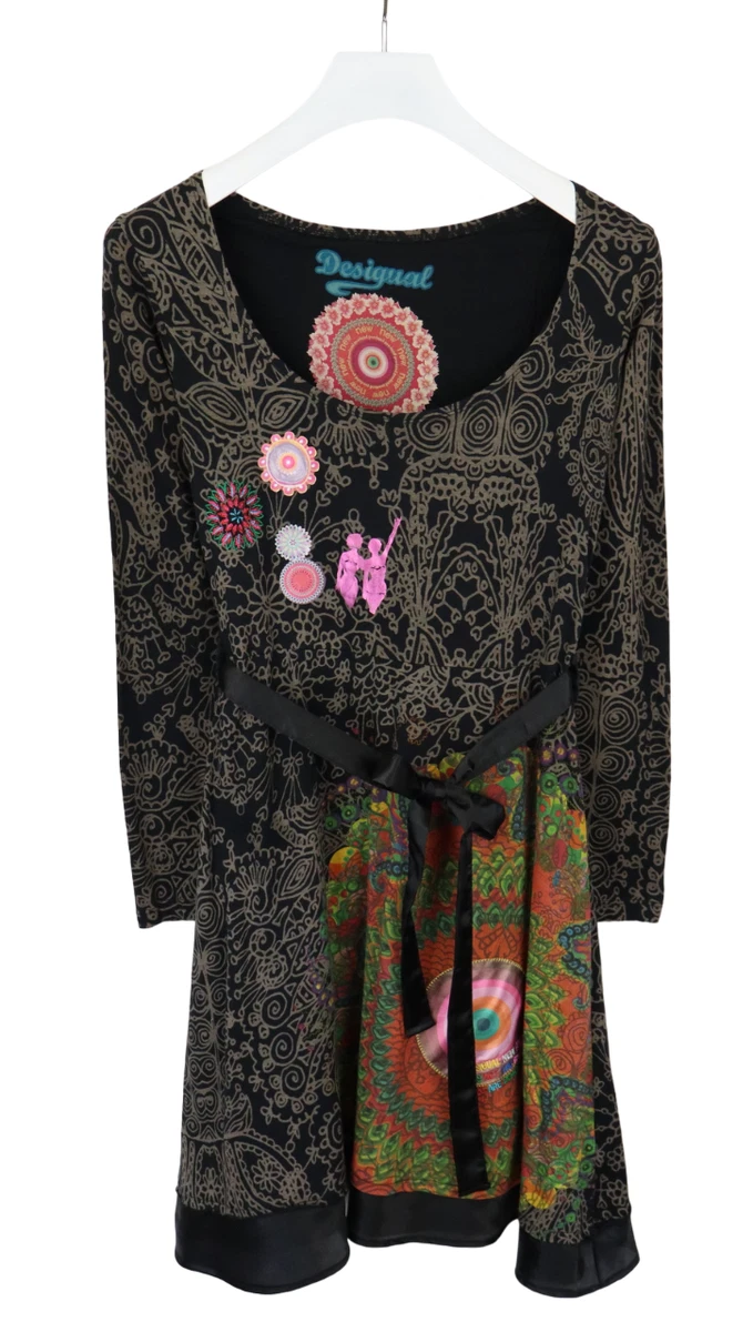 Robe Desigual Taille M/38 - Motif Floral Multicolore - Longueur Midi, Coupe Moulante - Occasion Très Bon état