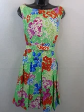 Teri Jon by Rickie Freeman Dress Women's 10 Silk blend Sleeveless Pleated Skirt