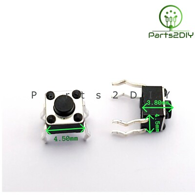 50x Micro mini pulsante 12x12mm altezza 4,3mm per circuito stampato pcb 12V 7644