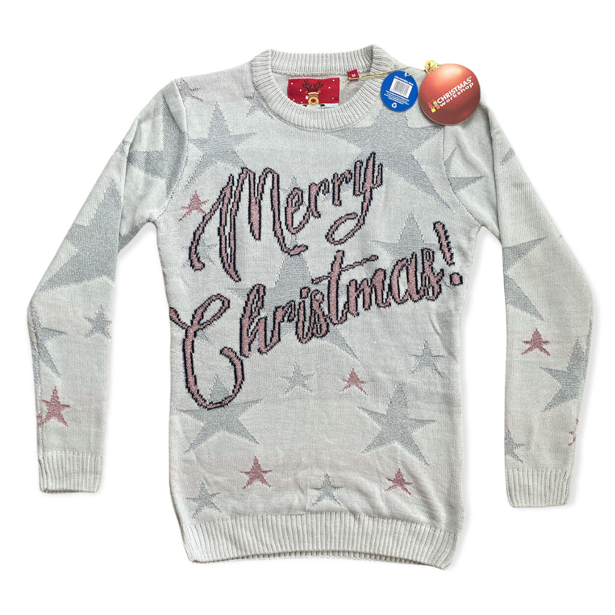 Women's Ladies Merry Christmas Stars Jumper Size Medium Xmas Festive