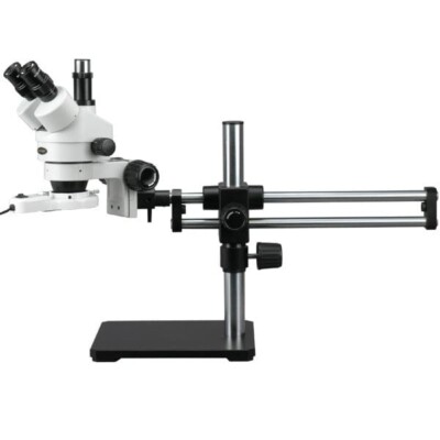 Amscope 7X-45X Trinocular Stereo Microscope+Ball Bearing Boom +Fluorescent Light