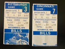 1978 Buffalo Bills Ticket Stub Lot  - 2 Tickets