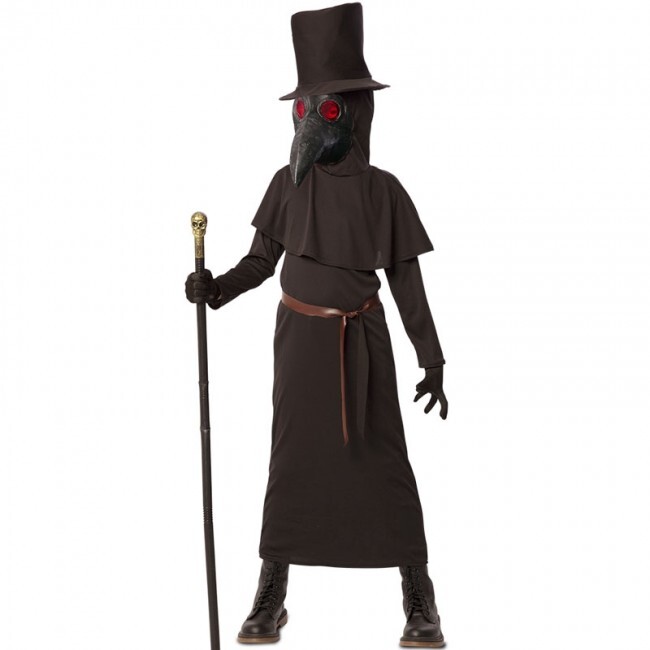 CARNEVALE HALLOWEEN VESTITO MEDICO PESTE CON MASCHERA IN LATTICE