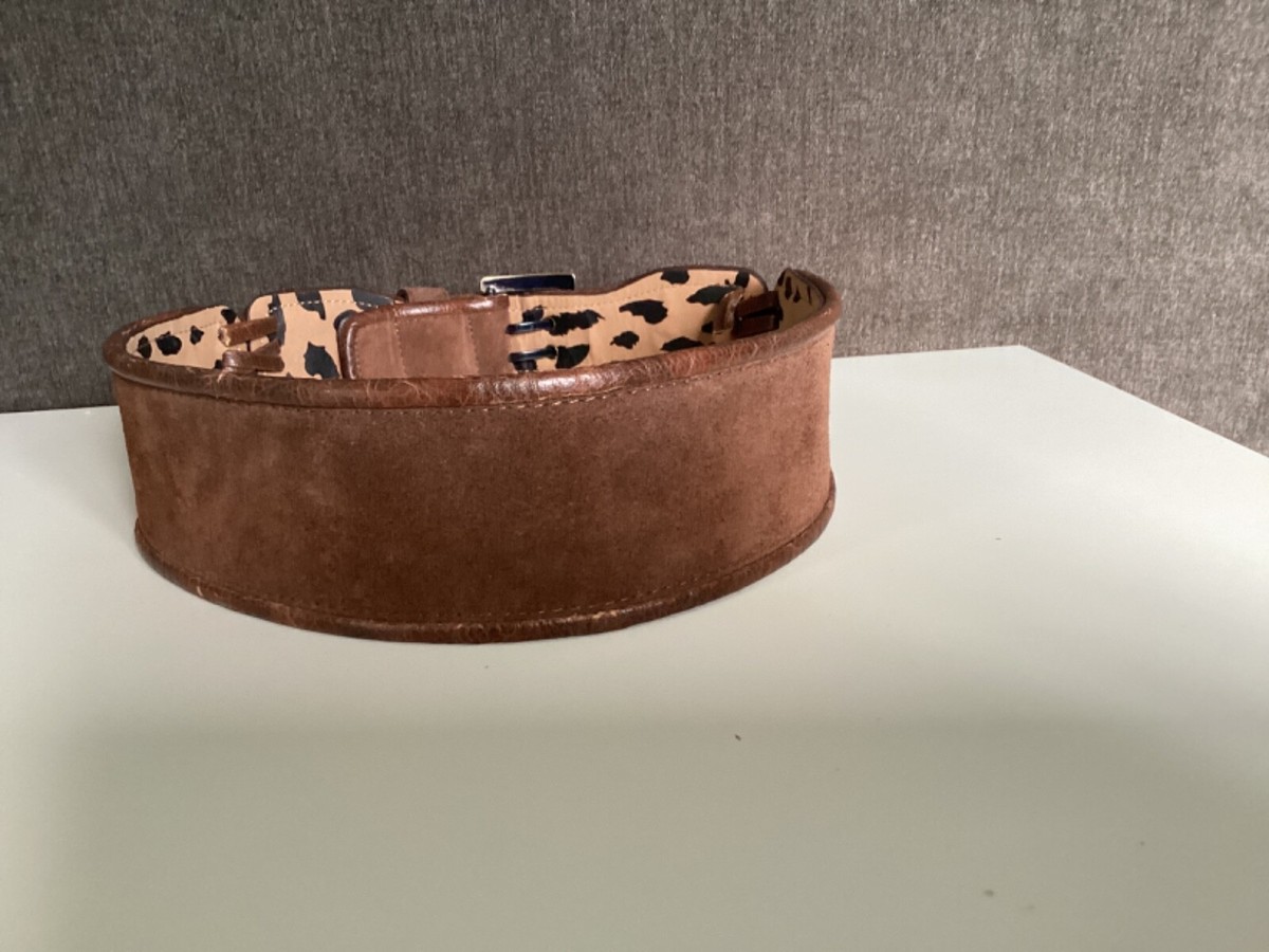 Vtg Betsey Johnson Sz S Real Leather Faux Suede Brass Buckle  display picture 2