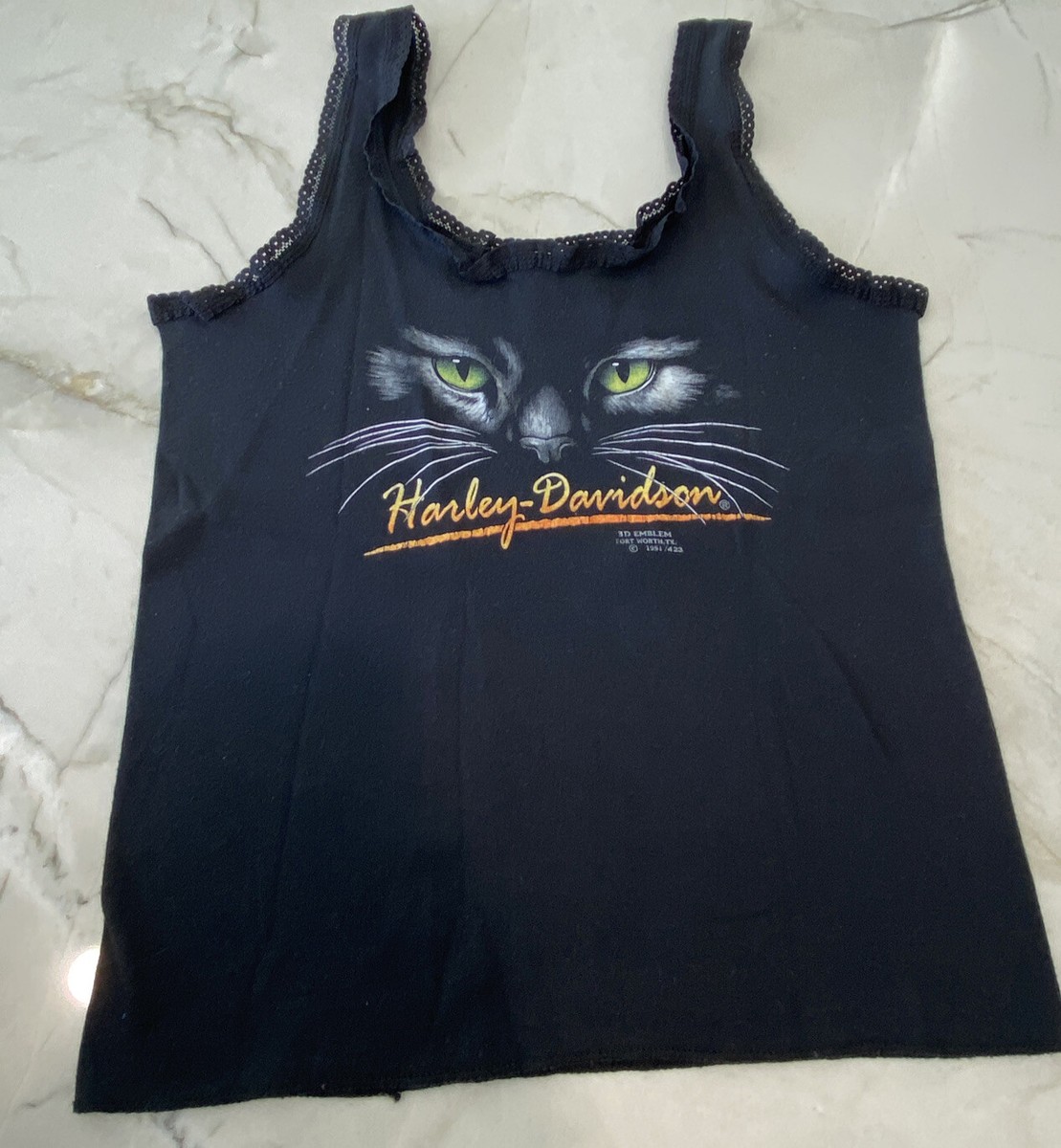 Vintage Women's 1991 Harley Davidson 3D Emblem Kitty Cat