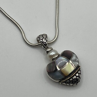Eric Grossbardt Sterling & 18K Mother-of-Pearl Heart Pendant w/ Chain