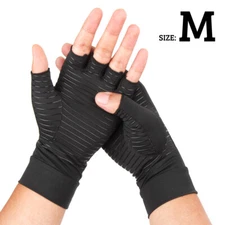 Lot Copper Infused Arthritis Compression Gloves Half Finger Joint Pain Relief