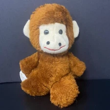 Vintage Animal Fair Brown Monkey Plush Tan Face Bell Rattle 11" Stuffed Animal