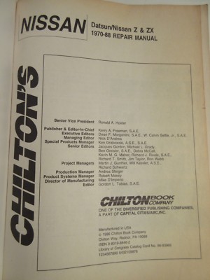 【s】 Chiltons Nissan Datsun Z and ZX 1970 - 1988 Workshop Repair Manual