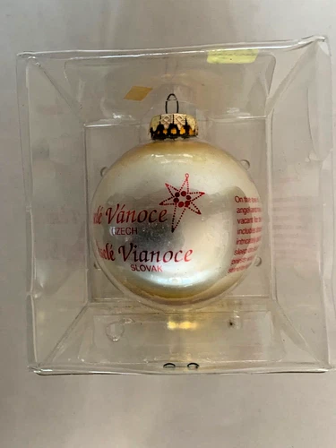 Bronners Christmas Customs of CZECHOSLOVAKIA Glass Ball Ornament VESELE VANOCE