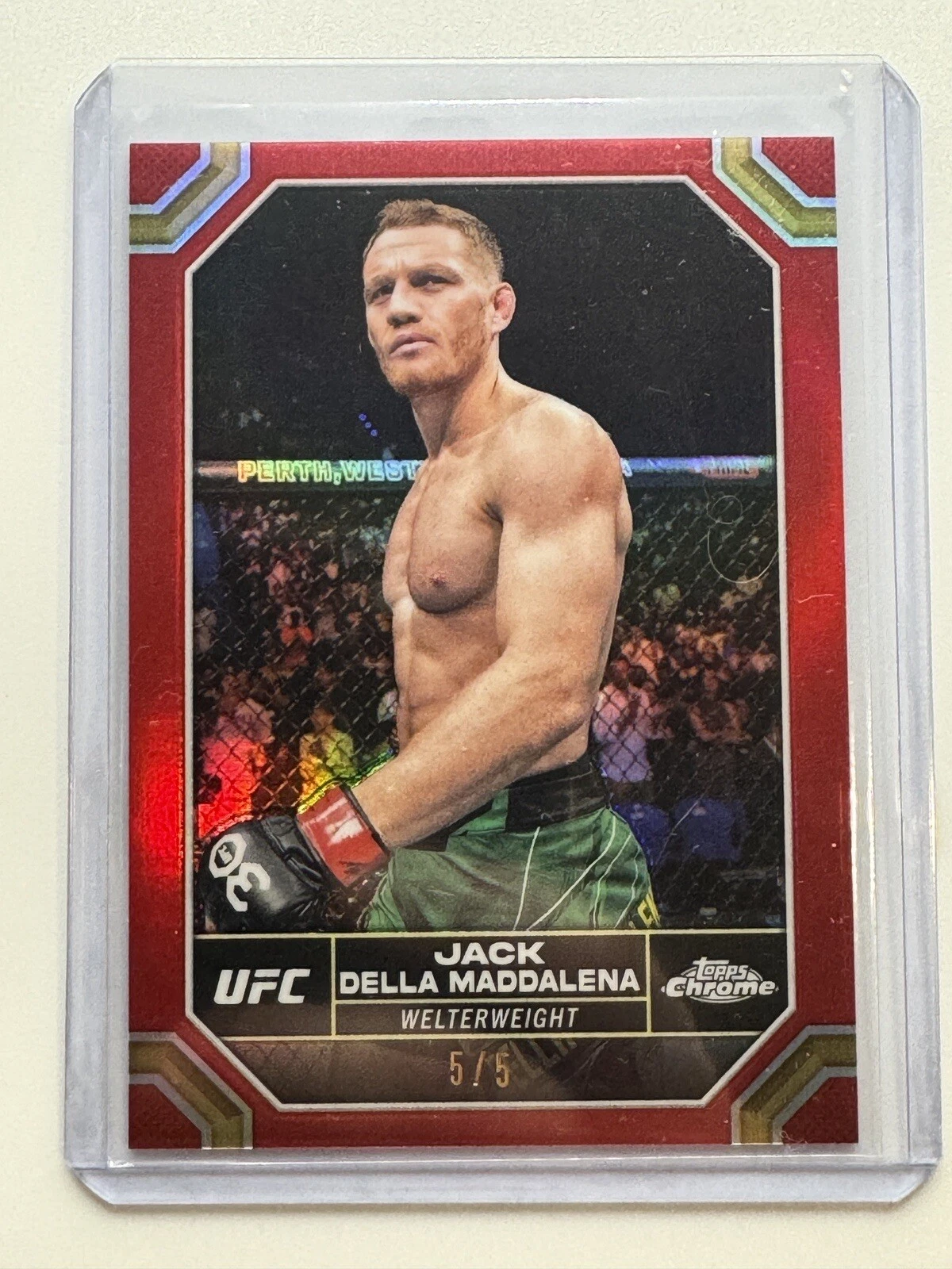 2024 Topps Chrome UFC Jack Della Maddalena red refractor /5 #82 05/05