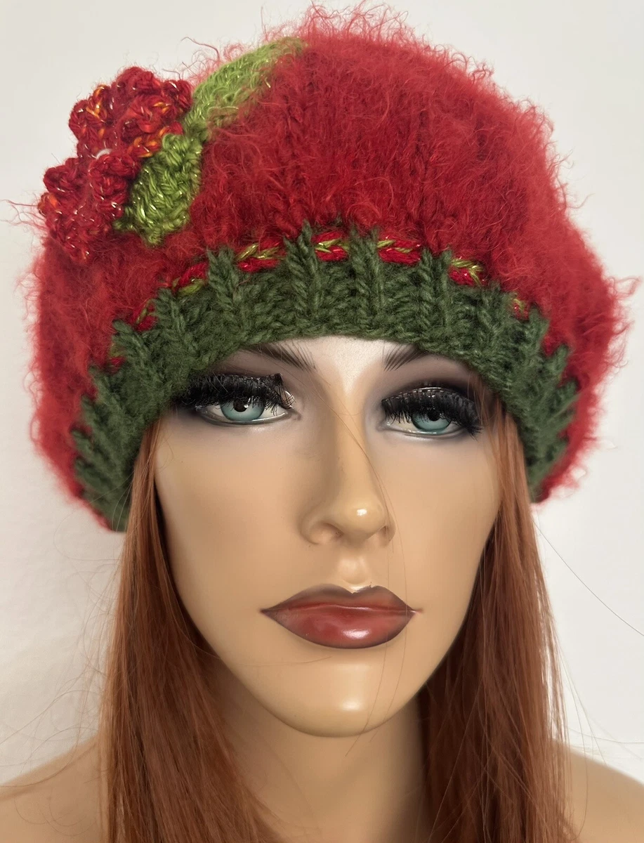 Hand Knits 2 Love Slouch Beanie Hat Flower Adjustable Fit Designer Christmas Hand Knits 2 Love Slouch Beanie Hat Cap Flowers Tie Designer  main image 4
