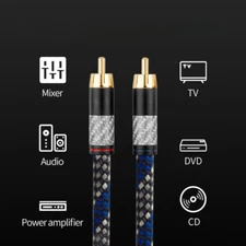 Pair 4N OFC Pure Copper Audio RCA Cable HiFi Amplifier DAC Interconnect Cable