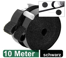 Klettband selbstklebend extra stark - Schwarz - 10M lang - 20mm breit beidseitig