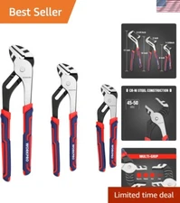 Versatile 3 Piece Adjustable Plier Set for Nuts, Bolts & Pipes - 12/10/8 Inch